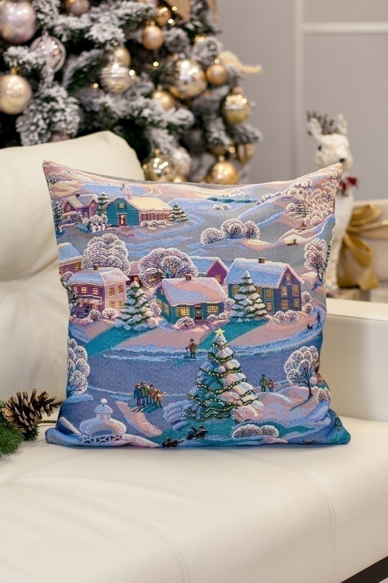 Наволочка декоративная 50х50 Вечера на хуторе (синий)