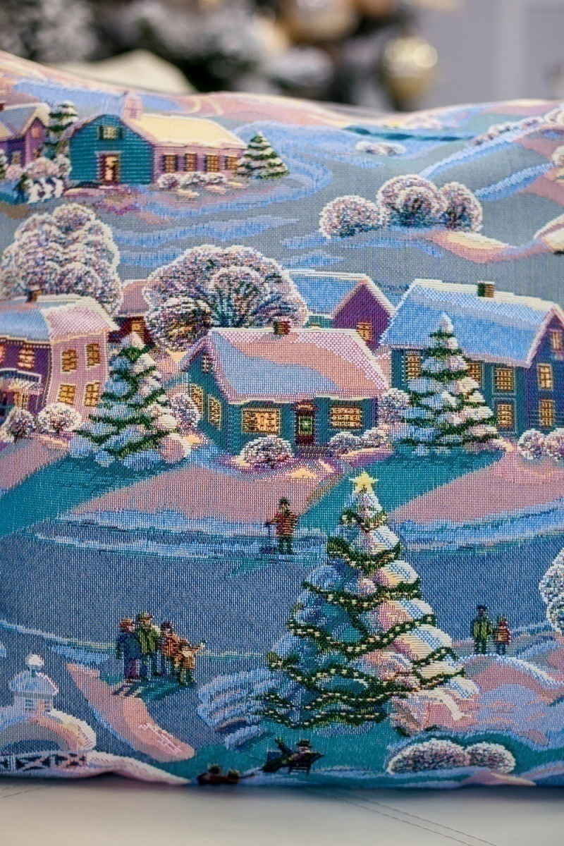 Наволочка декоративная 50х50 Вечера на хуторе (синий)