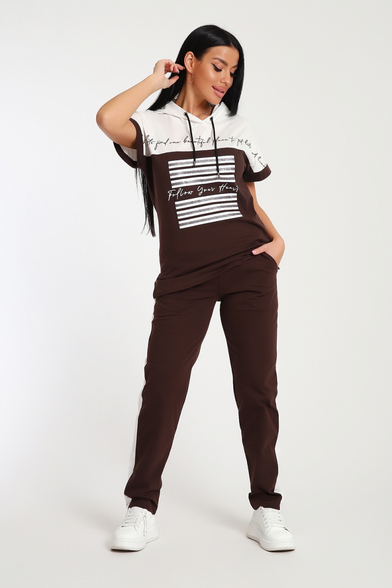 Костюм с брюками 65078 (коричневый)