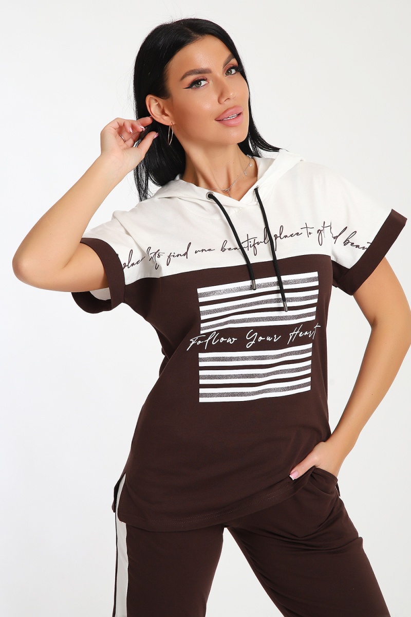 Костюм с брюками 65078 (коричневый)