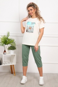 Костюм с бриджами 1049 (экрю-зеленый)