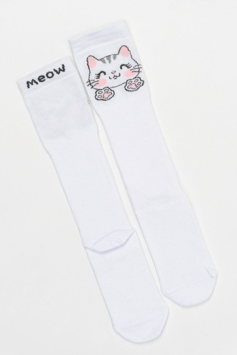 Детские гольфы Мяу (набор 2 пары) (белый+розовый)