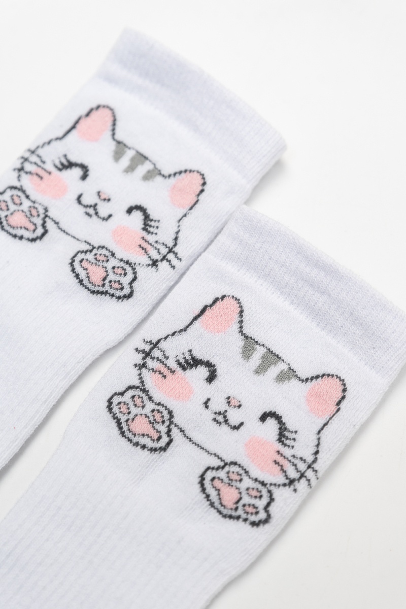 Детские гольфы Мяу (набор 2 пары) (белый+розовый)