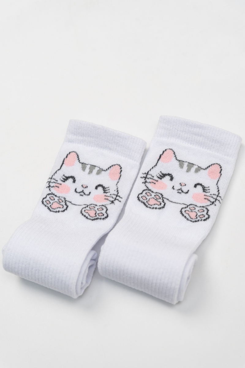 Детские гольфы Мяу (набор 2 пары) (белый+розовый)