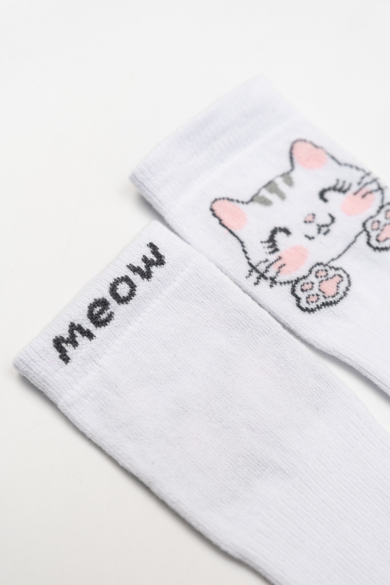 Детские гольфы Мяу (набор 2 пары) (белый+розовый)
