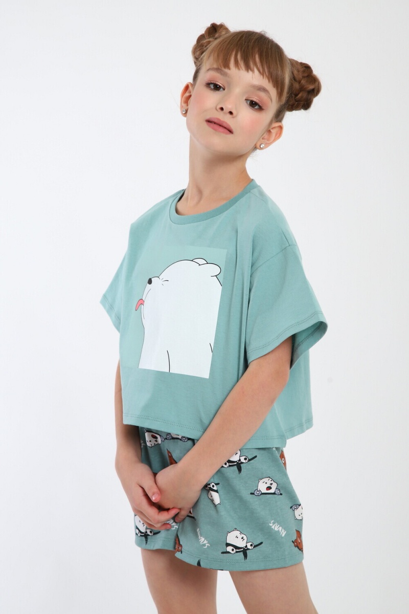 Пижама с шортами Хулиган арт. ПД-019-069 (бирюза/бирюза)