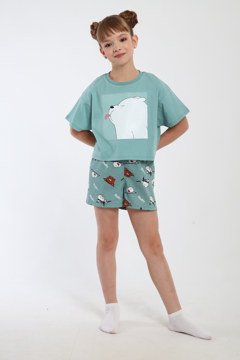 Пижама с шортами Хулиган арт. ПД-019-069 (бирюза/бирюза)