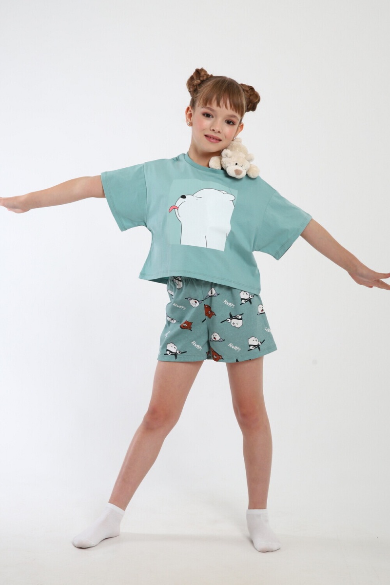 Пижама с шортами Хулиган арт. ПД-019-069 (бирюза/бирюза)