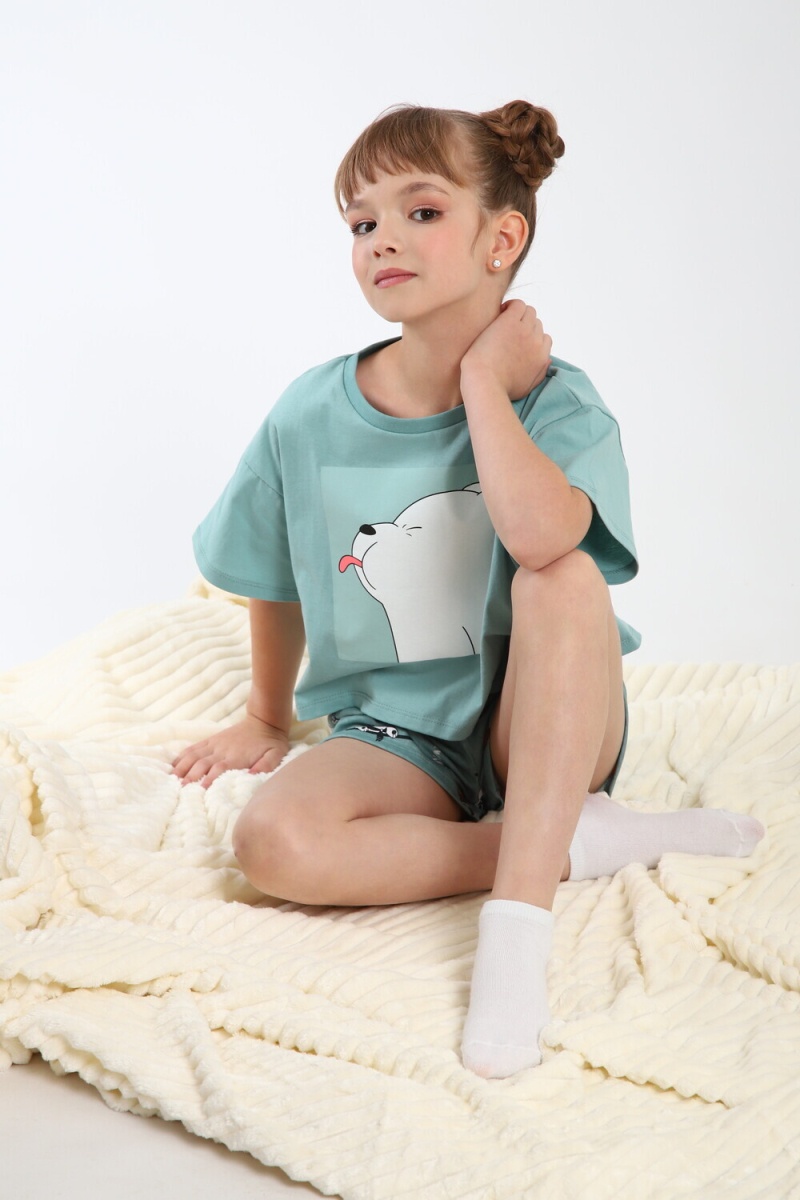 Пижама с шортами Хулиган арт. ПД-019-069 (бирюза/бирюза)