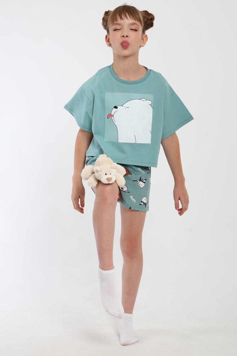 Пижама с шортами Хулиган арт. ПД-019-069 (бирюза/бирюза)