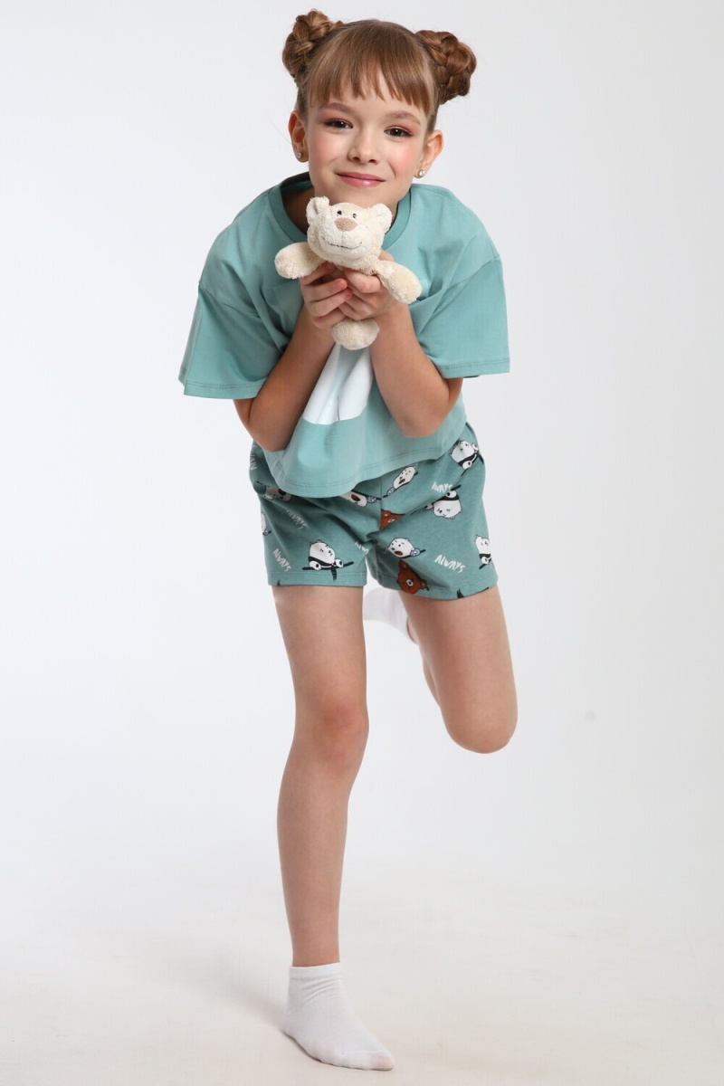 Пижама с шортами Хулиган арт. ПД-019-069 (бирюза/бирюза)