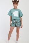 Пижама с шортами Хулиган арт. ПД-019-069 (бирюза/бирюза)