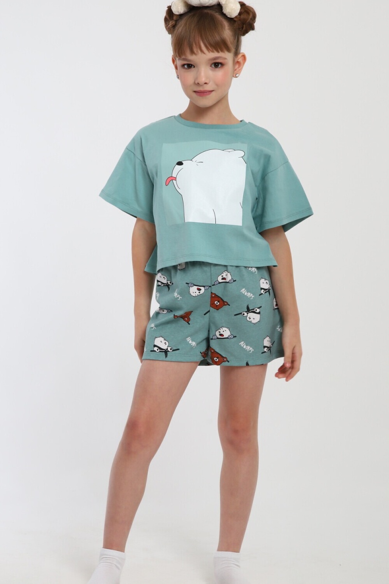 Пижама с шортами Хулиган арт. ПД-019-069 (бирюза/бирюза)
