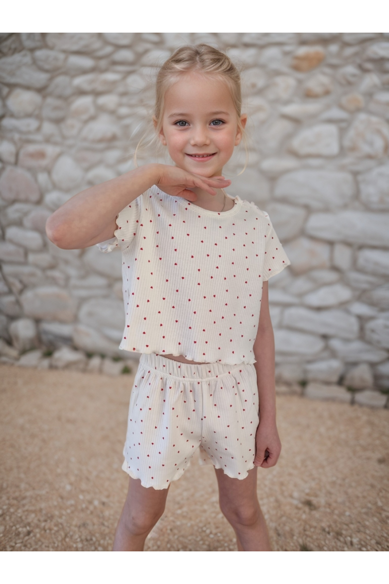 Пижама с шортами 33063 (сердца на молочном)