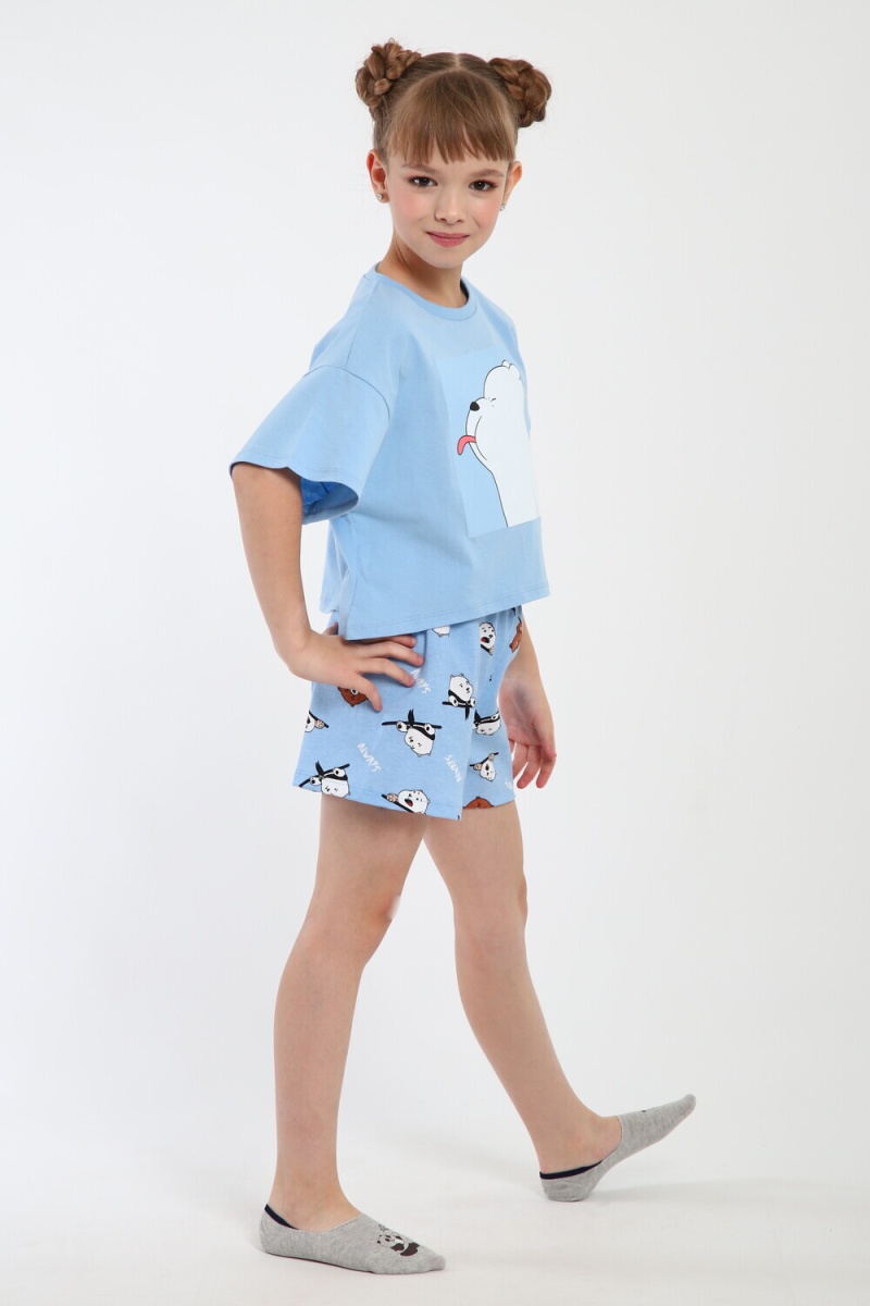 Пижама с шортами Хулиган арт. ПД-019-069 (голубой/голубой)