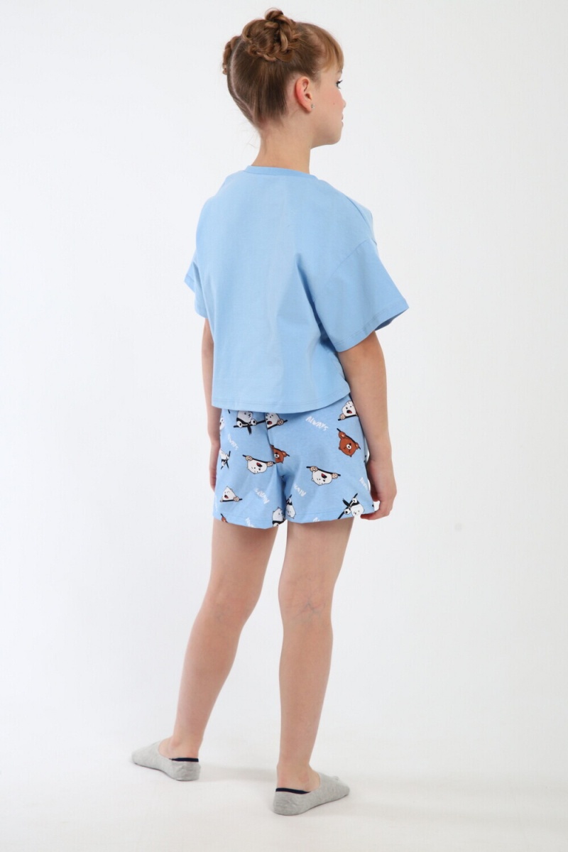 Пижама с шортами Хулиган арт. ПД-019-069 (голубой/голубой)