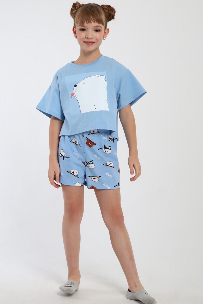Пижама с шортами Хулиган арт. ПД-019-069 (голубой/голубой)