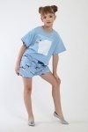 Пижама с шортами Хулиган арт. ПД-019-069 (голубой/голубой)
