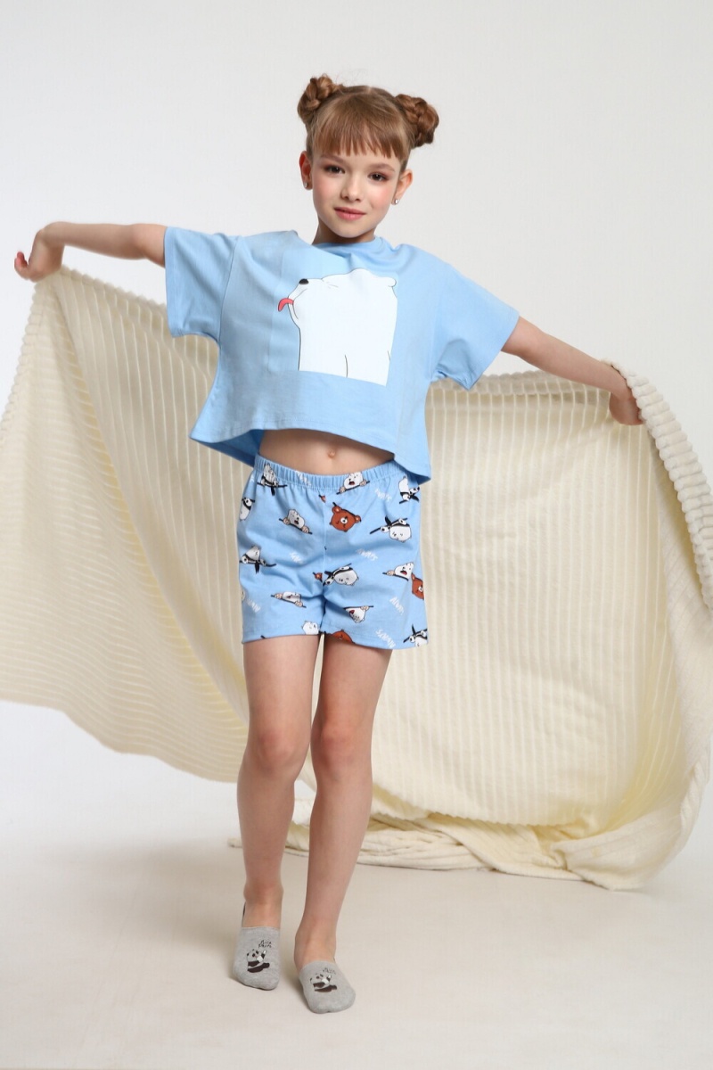 Пижама с шортами Хулиган арт. ПД-019-069 (голубой/голубой)