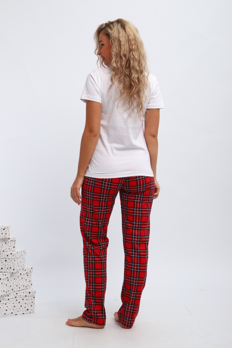 Пижама с брюками П154 новый год (красный,белый)