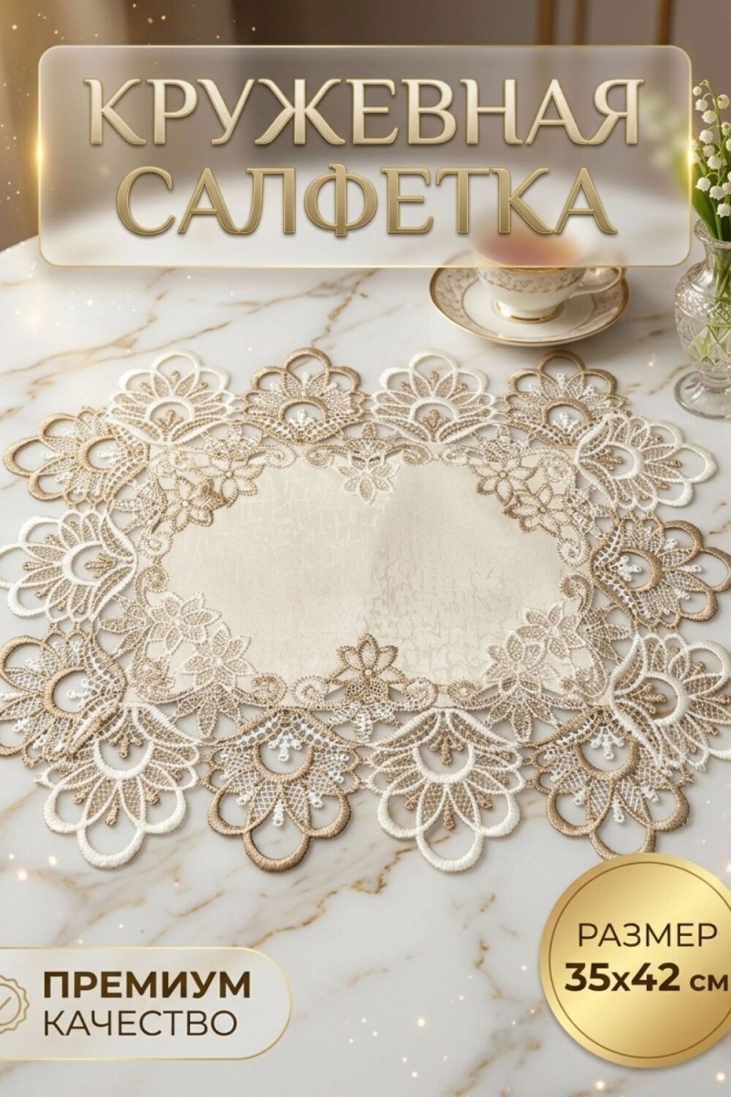 Салфетка кружевная на стол 35*42 (светло-бежевый)