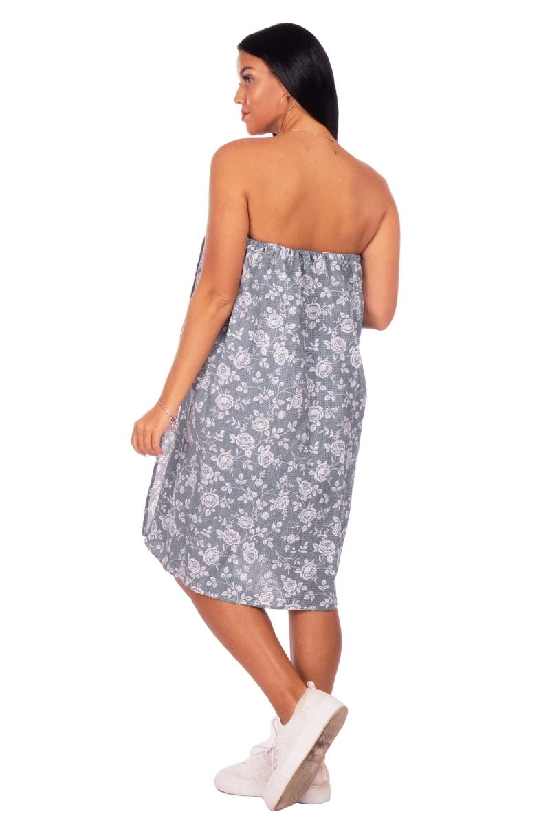 Парео для бани женское (на липучке) (ТЛ) 061 Розалини (серо-зеленый)