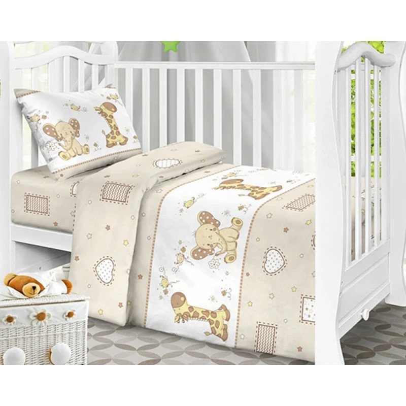 Постельное белье яселька "ГОС" бязь "ГОС-Африка" бежевый рис. 8068/1_