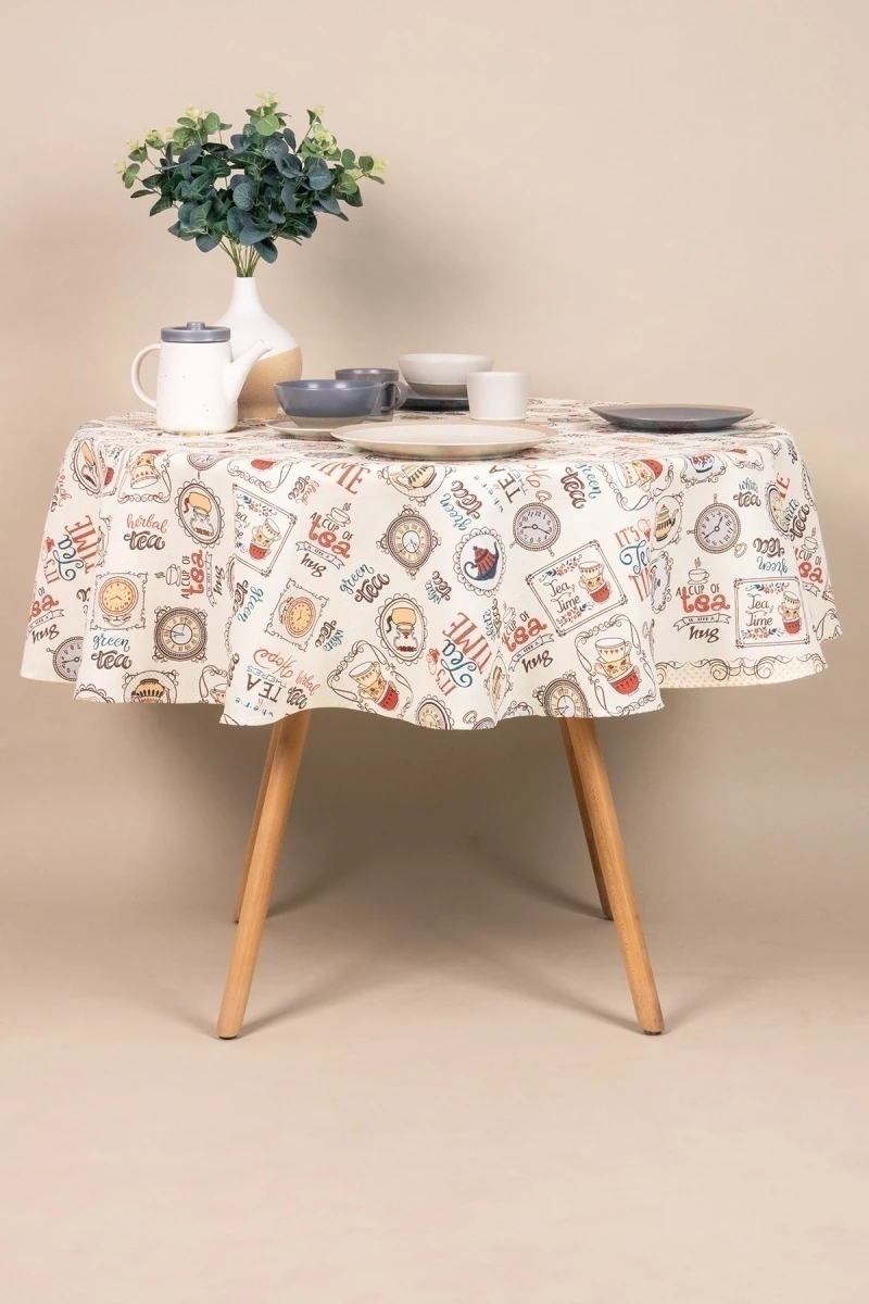 Скатерть круглая рогожка "ТТ" Чайное ассорти (145х145 см)