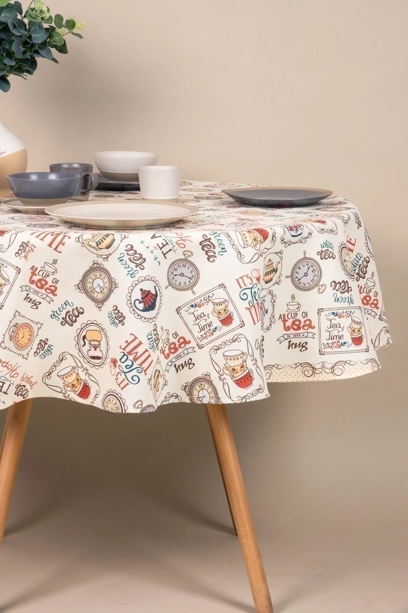 Скатерть круглая рогожка "ТТ" Чайное ассорти (145х145 см)