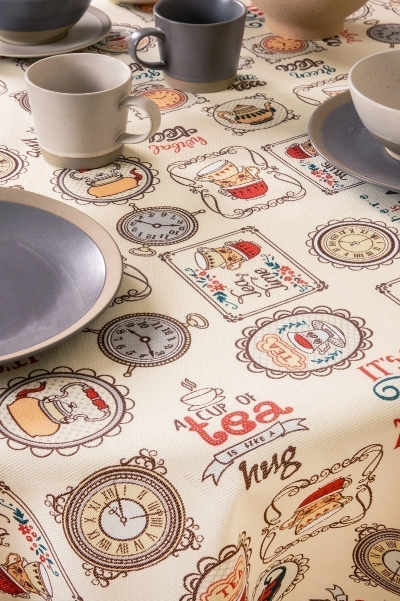 Скатерть круглая рогожка "ТТ" Чайное ассорти (145х145 см)
