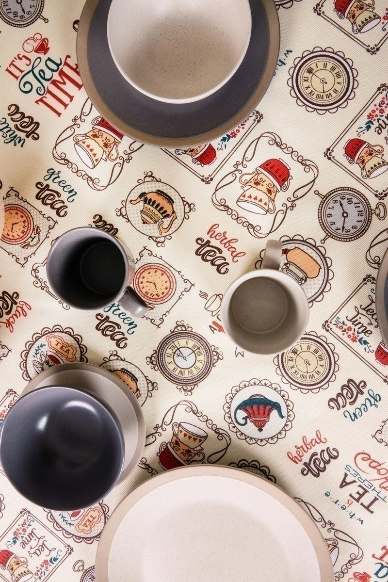 Скатерть круглая рогожка "ТТ" Чайное ассорти (145х145 см)