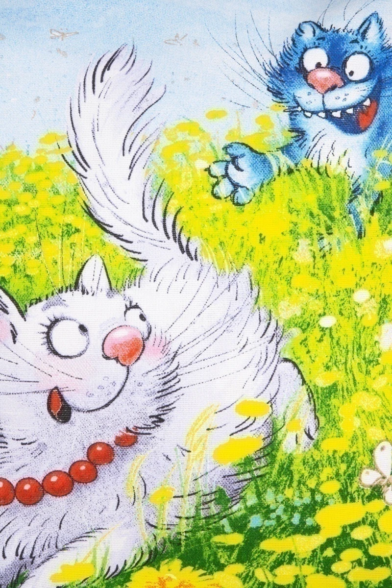 Декоративная наволочка на молнии из рогожки "Диз" Прогулка на лугу