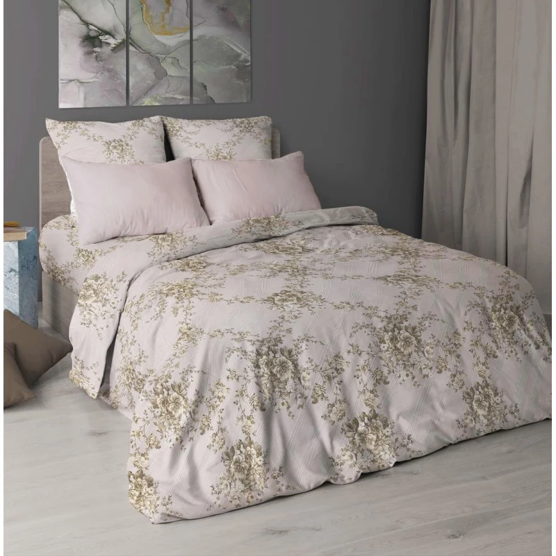 КПБ на пугов. перкаль "Мадлен" р. 2.0 сп. арт. (навол. розовый) (нав. 70х70 на молн.)