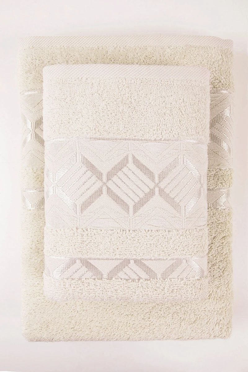 Полотенце махровое Ромбик - светло-бежевый