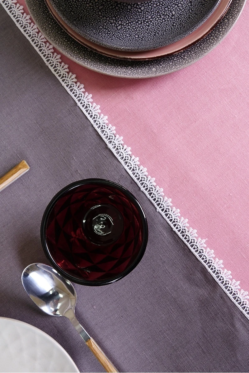 Дорожка полулен с кружевом 002 Серый (однотон) (вид 7)