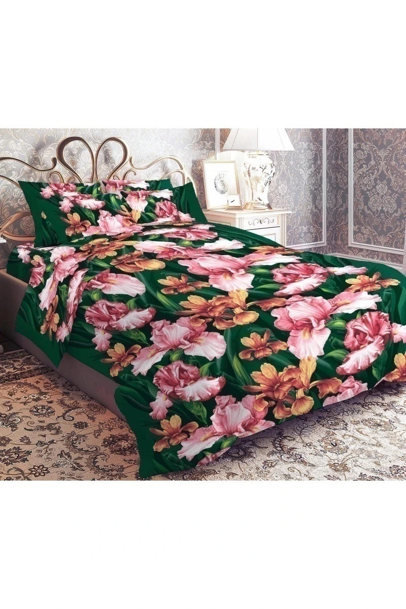 Ткань бязь 125г/м2, 150см "Талка-Дивный сад" зеленый арт. 3396-1