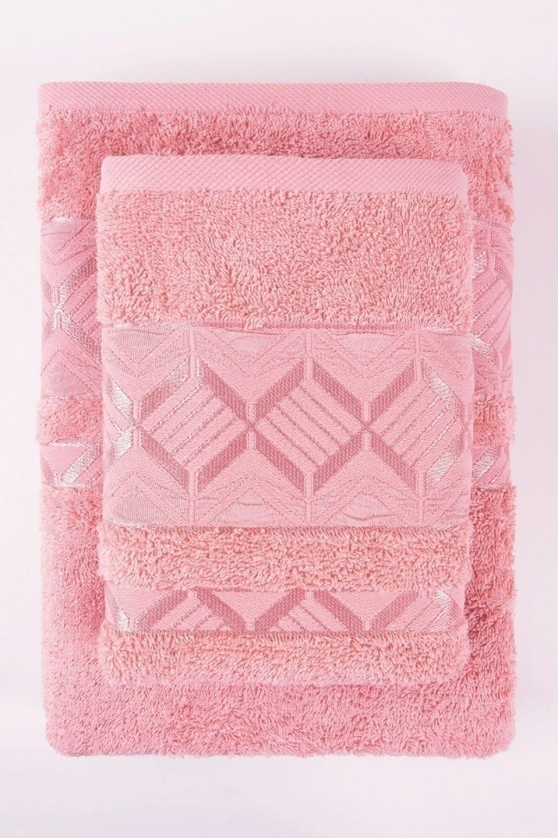 Полотенце махровое Ромбик - персиковый