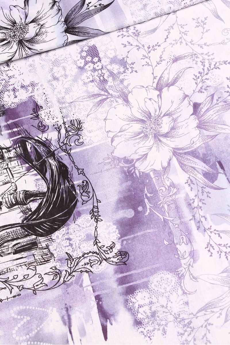 Ткань бязь 120г/м2, 220см "Прогулка по Венеции 2" арт. 208022 фиолет