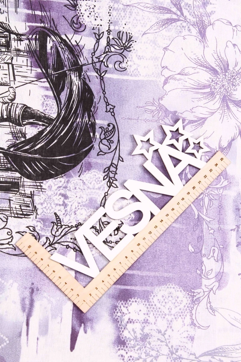 Ткань бязь 120г/м2, 220см "Прогулка по Венеции 2" арт. 208022 фиолет