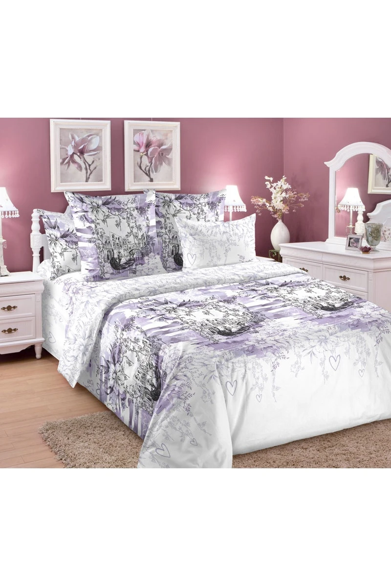 Ткань бязь 120г/м2, 220см "Прогулка по Венеции 2" арт. 208022 фиолет