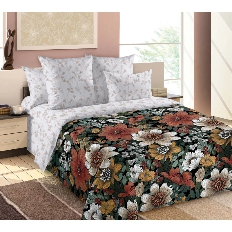 КПБ 4 "ТД" перкаль "Уютный сад 1" комп. р. Семейный арт. 660771 красный (нав. 4 шт. 50x70)