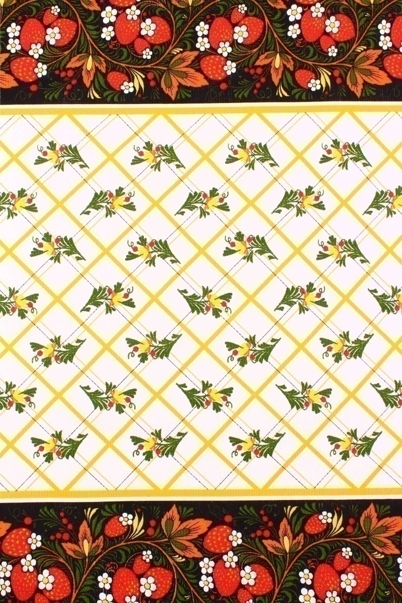 (К) Полотенце пляжное вафельное 116 Хохлома клубника  - 150/80