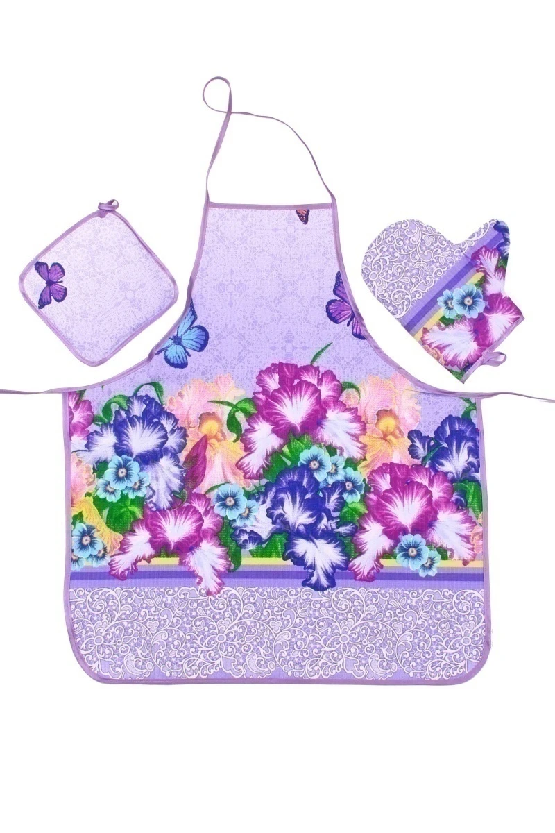 (К) Кухонный набор 092 Виолетта: фартук, прихватка, рукавица