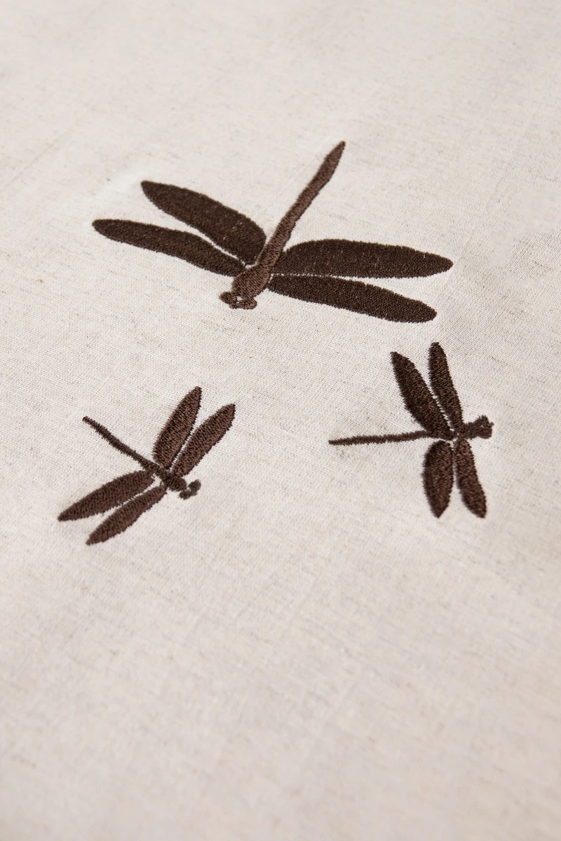 Скатерть с вышивкой Стрекоза полулен "ГОС" Льняная