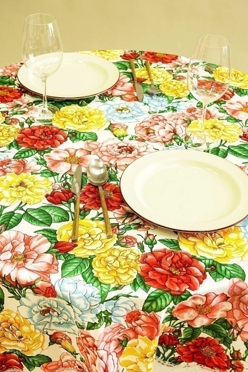 Скатерть круглая с кружевом 006 Аромат розы (вид 1)