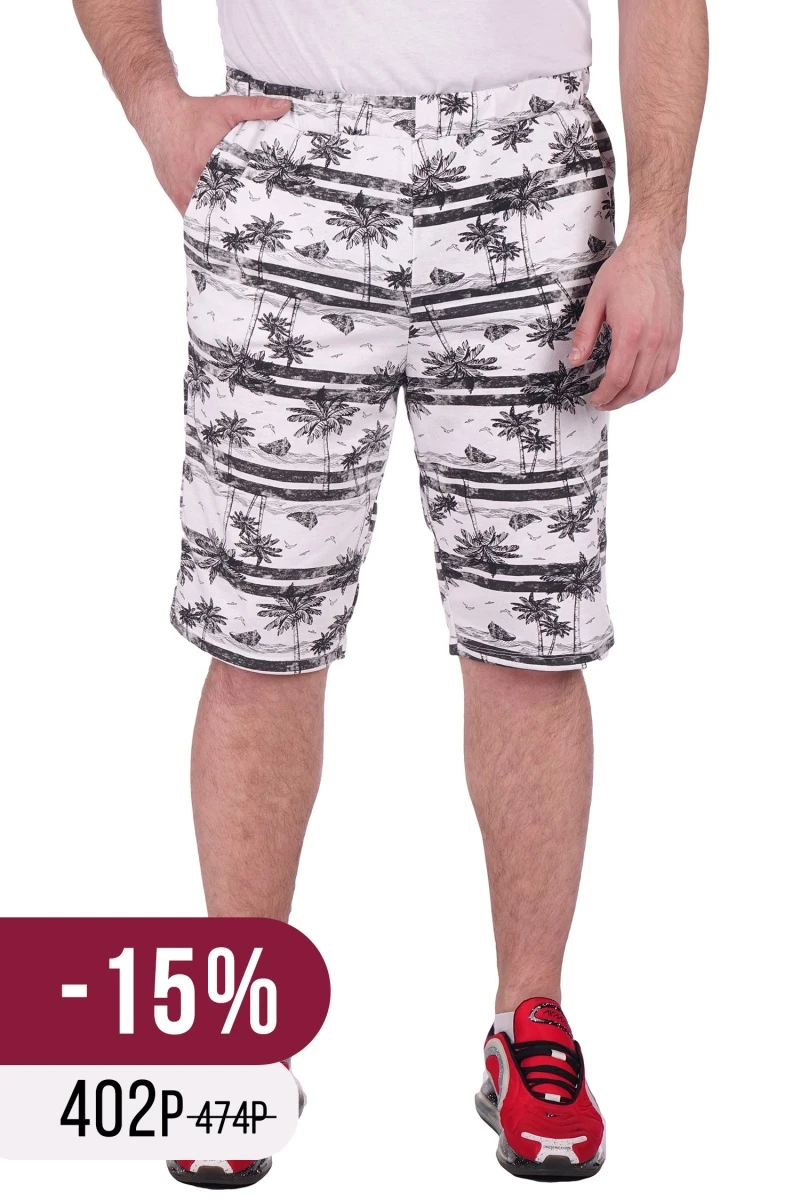 (СК) Шорты мужские "Спорт" белый, пальмы