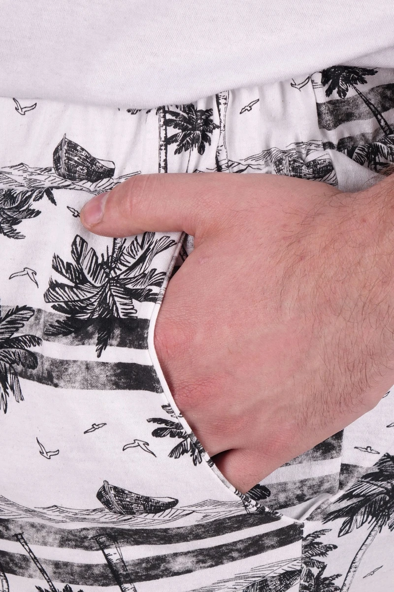 (СК) Шорты мужские "Спорт" белый, пальмы