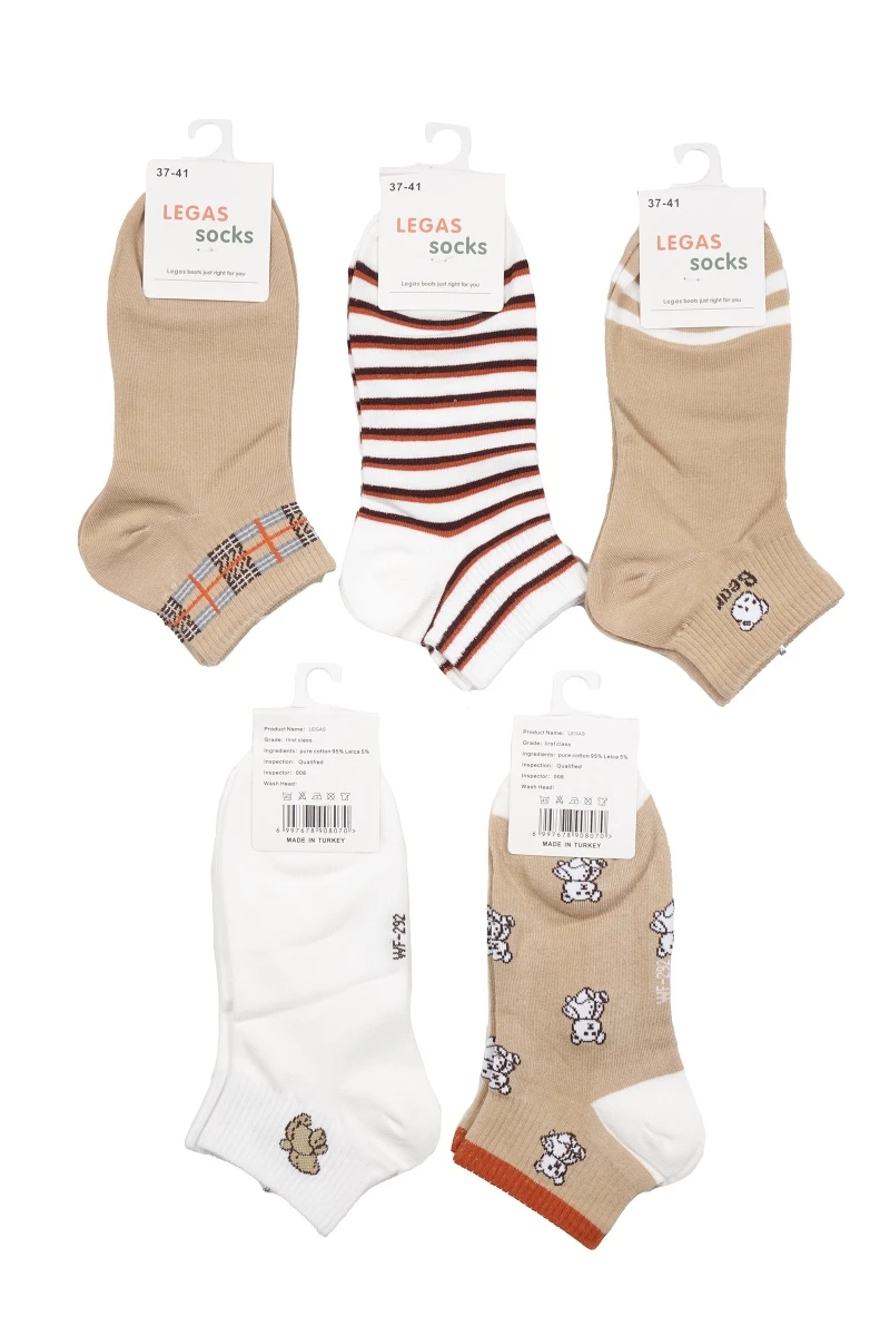 Носки женские короткие хлопковые "LEGAS" WF-292 р. 37-41 (по 5 штук)