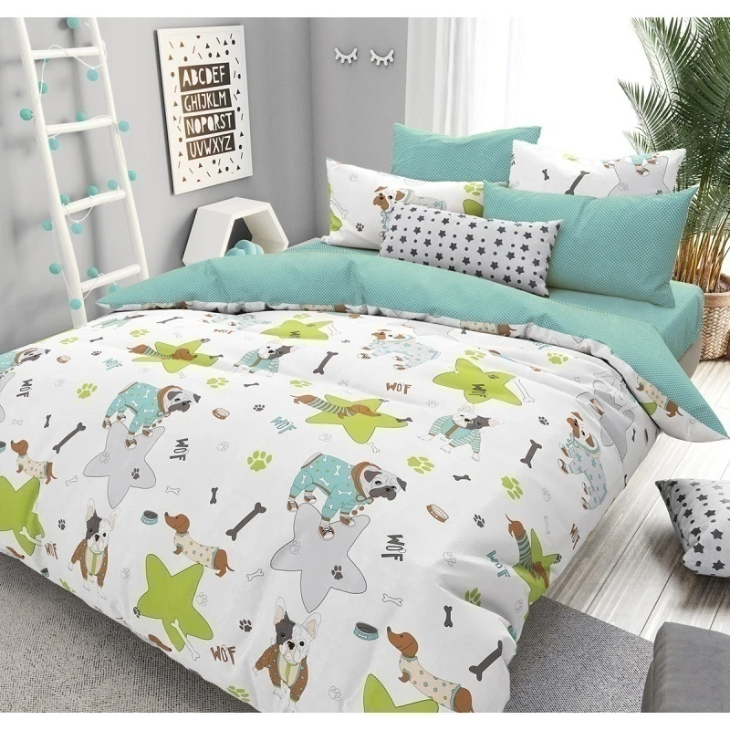 КПБ яселька с прост. на рез. "ГОС-Мопсы" поплин ком. арт. 28520/1 + 28429/4 (40х60) (60х120х10)