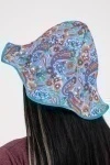 Панама женская голубой, цветы с узором